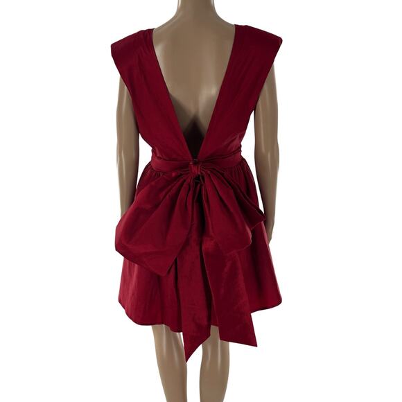 For Love & Lemons Red Rose Taffeta Bow Mini Dress - Picture 8 of 12